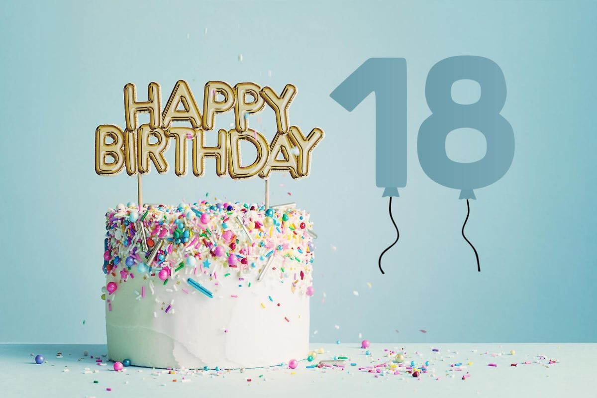 Happy 18th Birthday Wishes in Hinglish and Hindi – Celebration Balloons and Cake